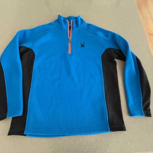 Men's Spyder Blue & Black Core 1/4 Zip Sweater Pullover Thermal  XL EUC - Picture 1 of 7
